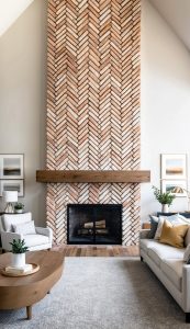 16 Herringbone Brick Fireplace Ideas for Classic Flair: Cozy Up Your Living Room with Timeless ...