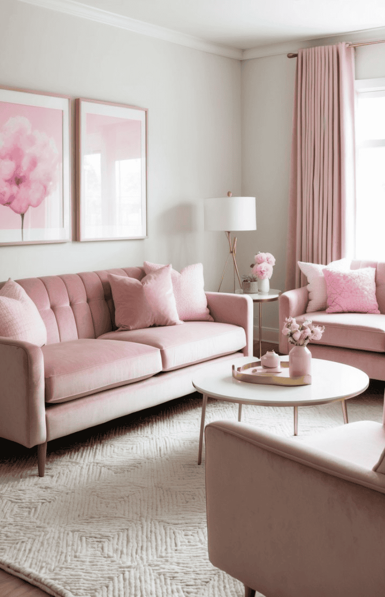 36 Pink Living Room Ideas That Exude Feminine Charm - We Heart Cozy