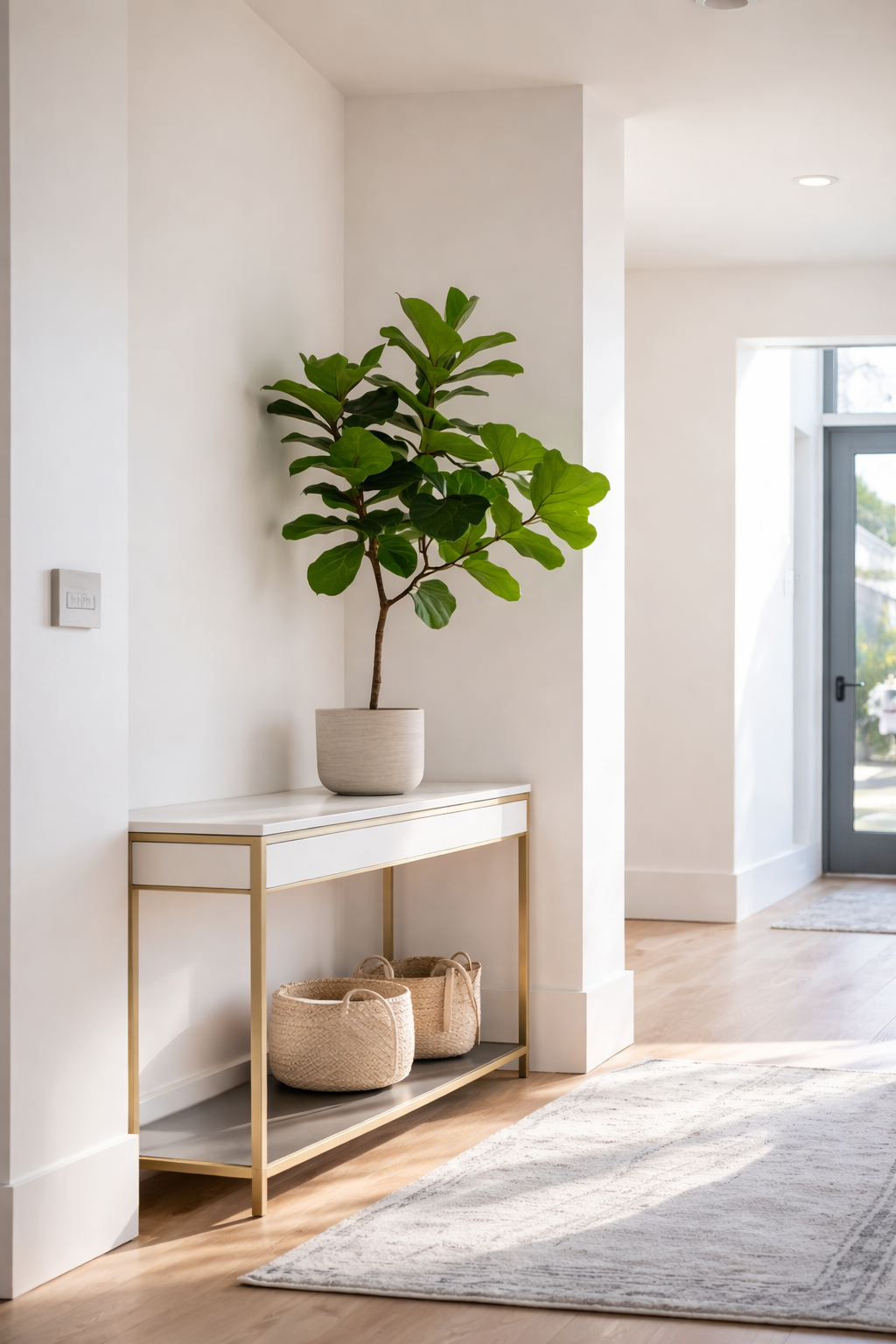 Entryway with a single statement plant